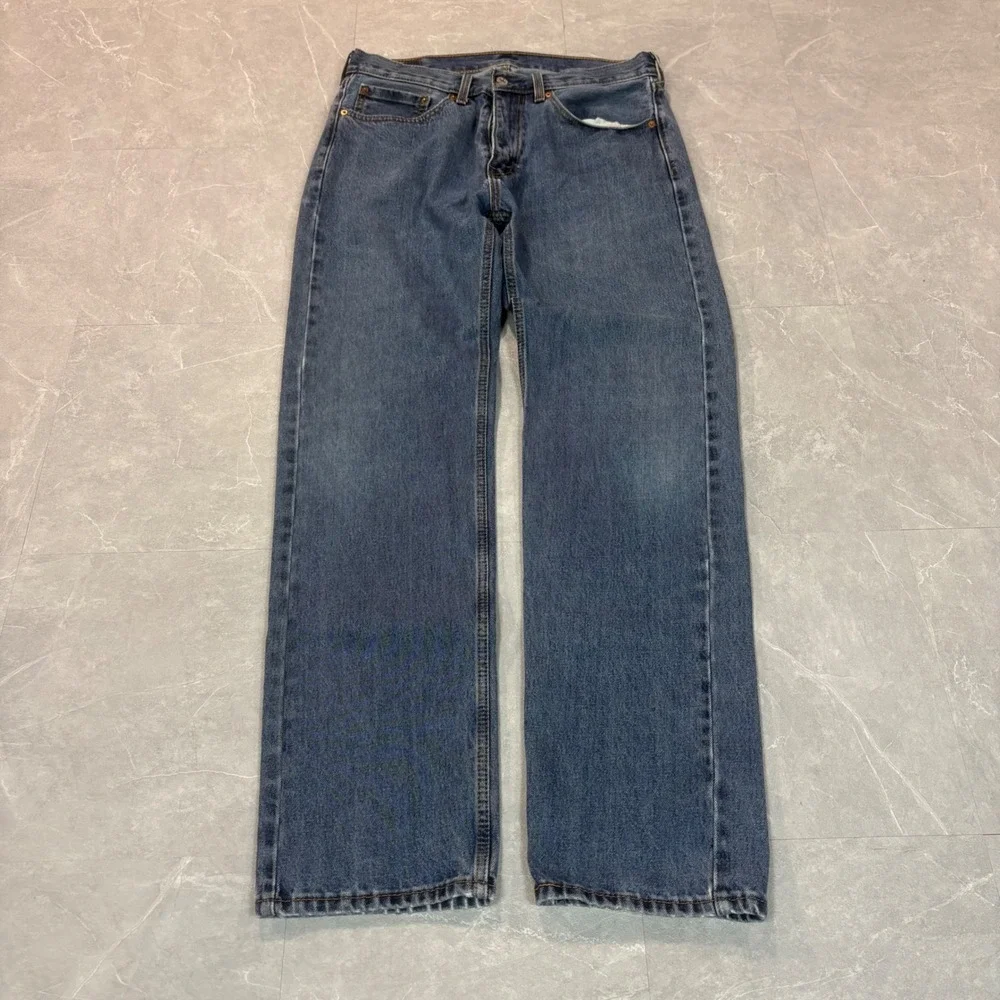 Levis 505 Mens Regular Fit Straight Leg Jeans Blue Denim 34x34 2981